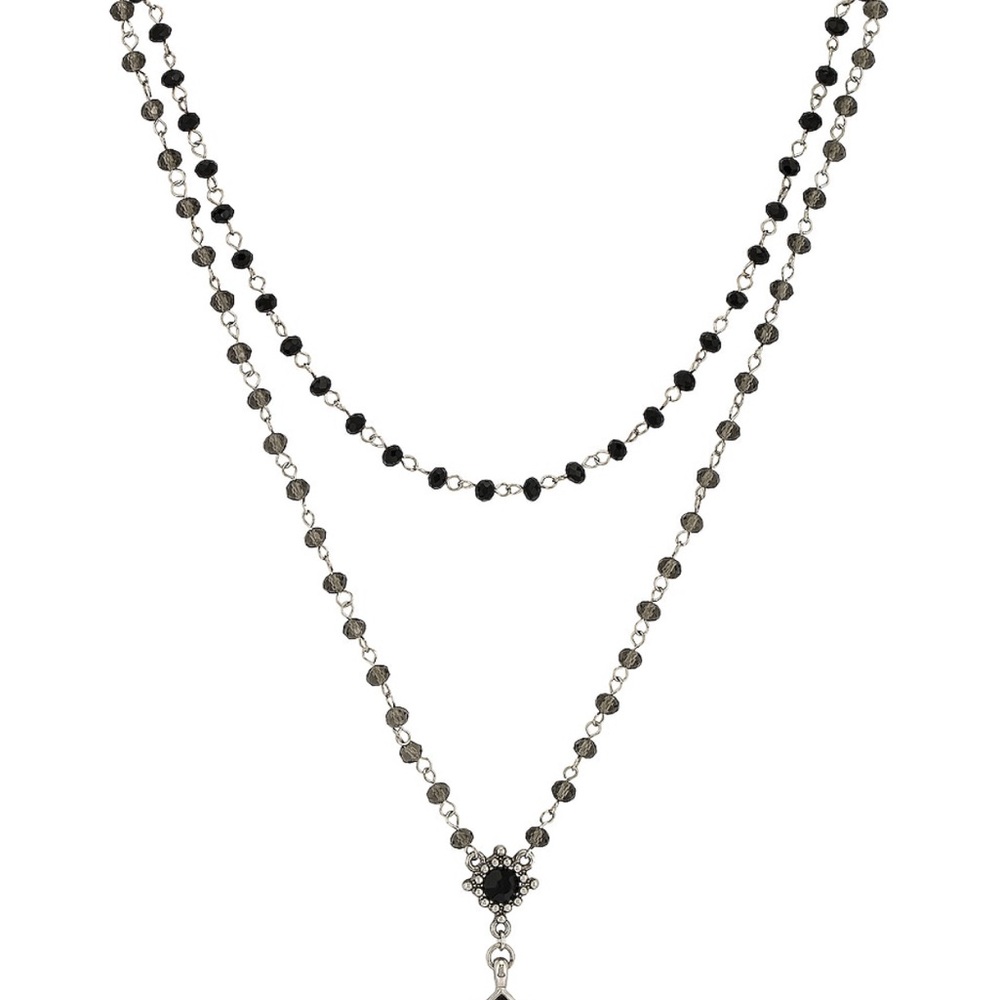 8 Other Reasons Black and Silver Beaded Necklace